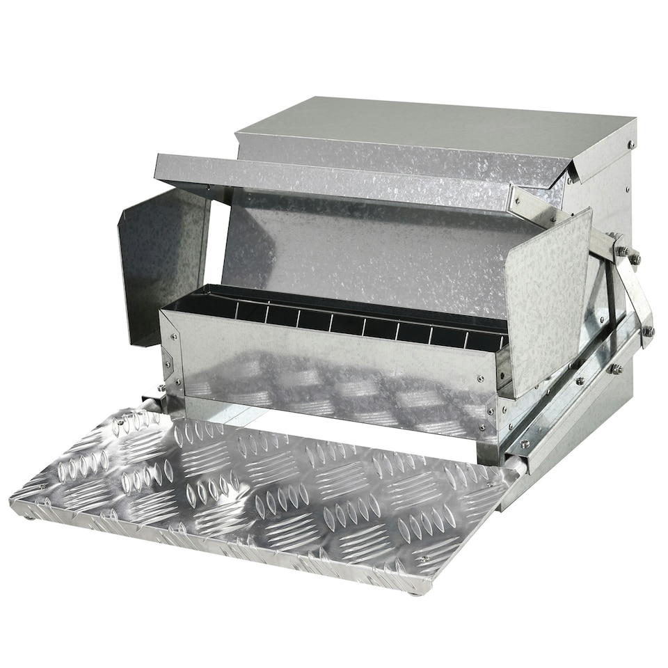 image 1 of PawHut Automatic Chicken Feeder Galvanized Steel Poultry Feeders 11.5KG