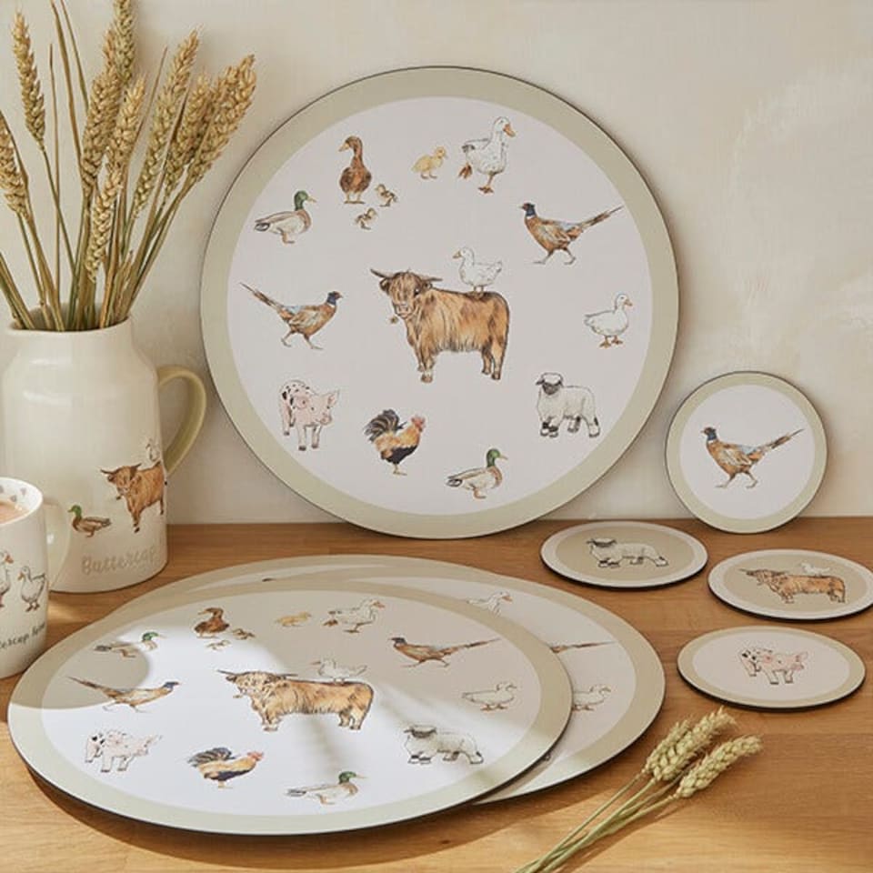image 1 of Cooksmart Buttercup Farm Set of 4 Round Placemats