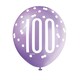 image 4 of Unique Party Age 100 Glitz Latex Balloons (Pack Of 30) - Pink/Purple/White - One Size