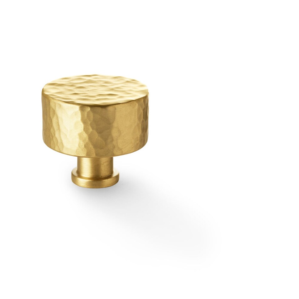 image 1 of Round Hammered Door Knob Satin Brass 35mm Diameter Cupboard Cabinet Pull Handle