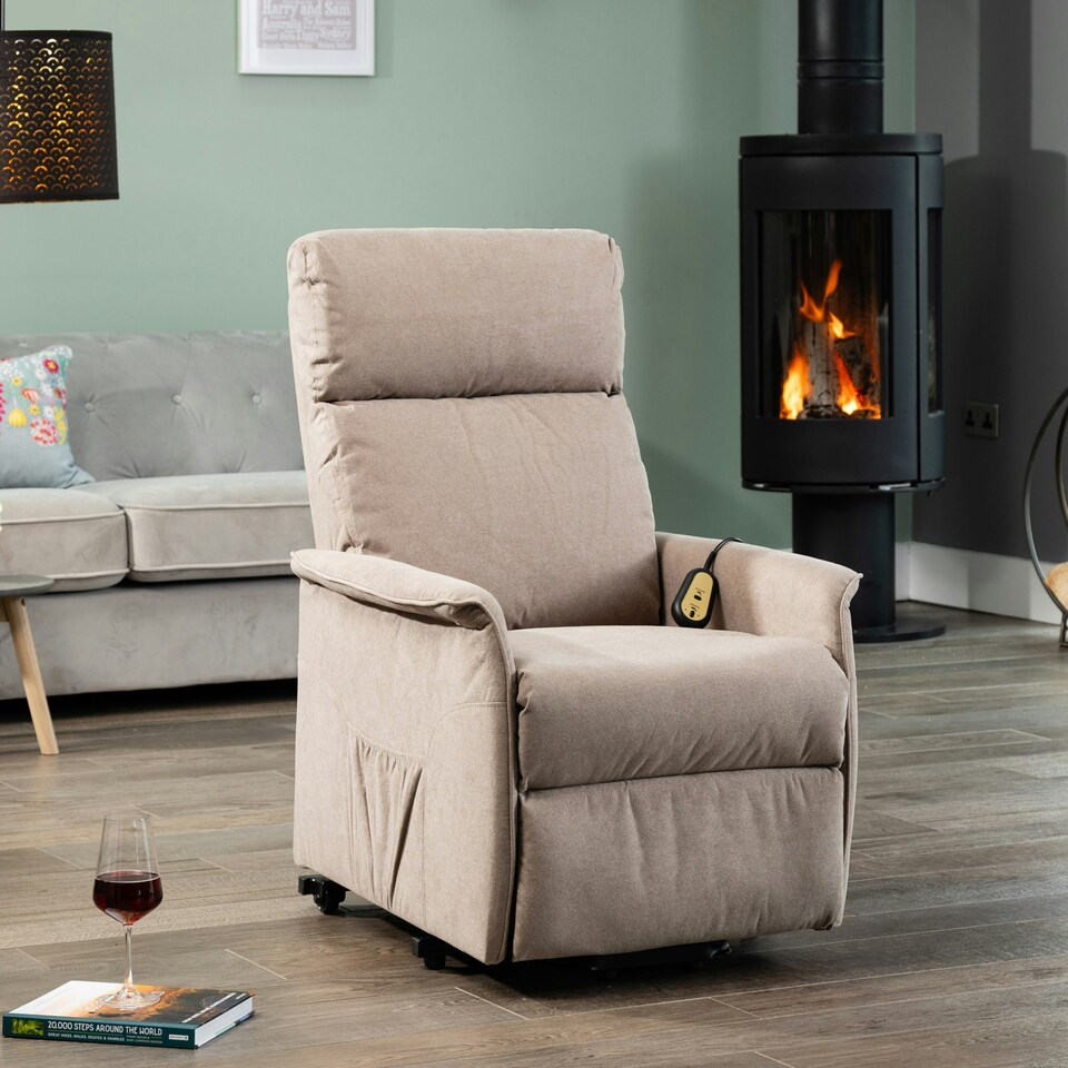 image 1 of Milan Electric Lift Assist Rise and Recline Chair - Cappuccino