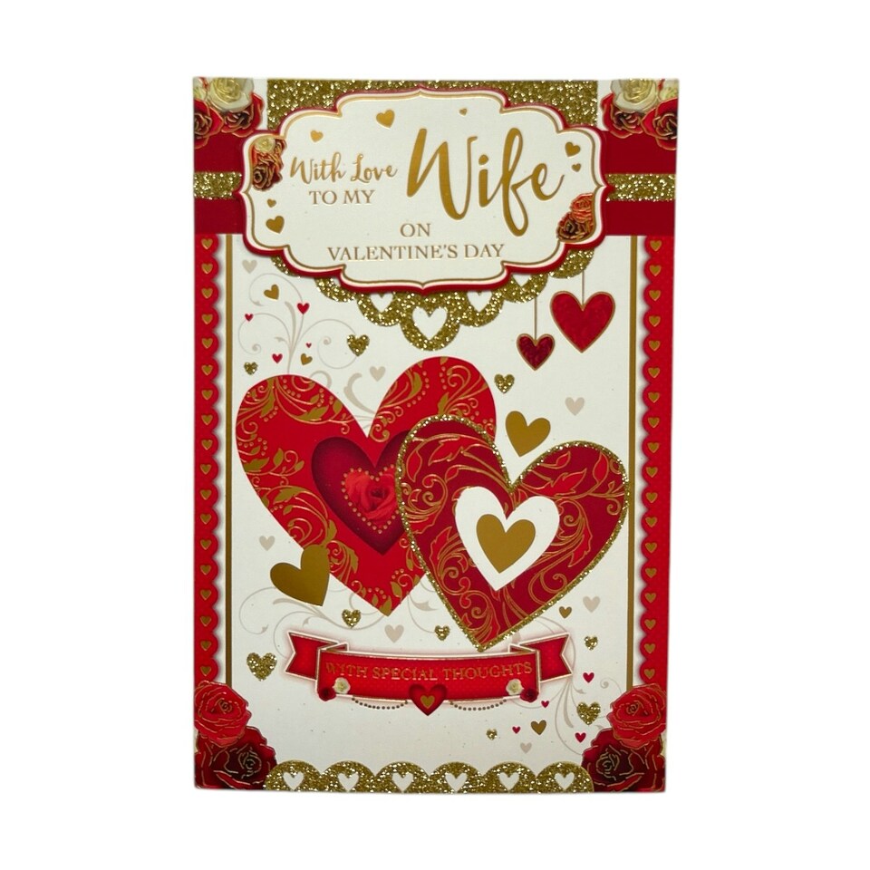image 1 of Love To My Wife Hearts Foil Finished Valentine's Day Card