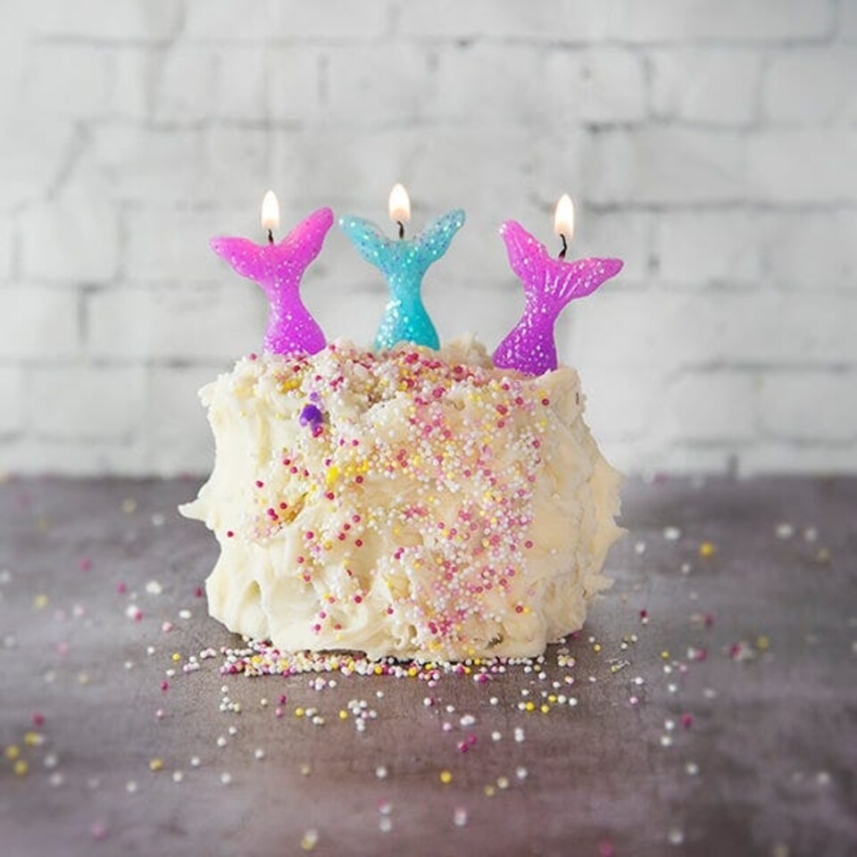 image 1 of Anniversary House Glitter Mermaid Tail Pick Candles Pack of 5