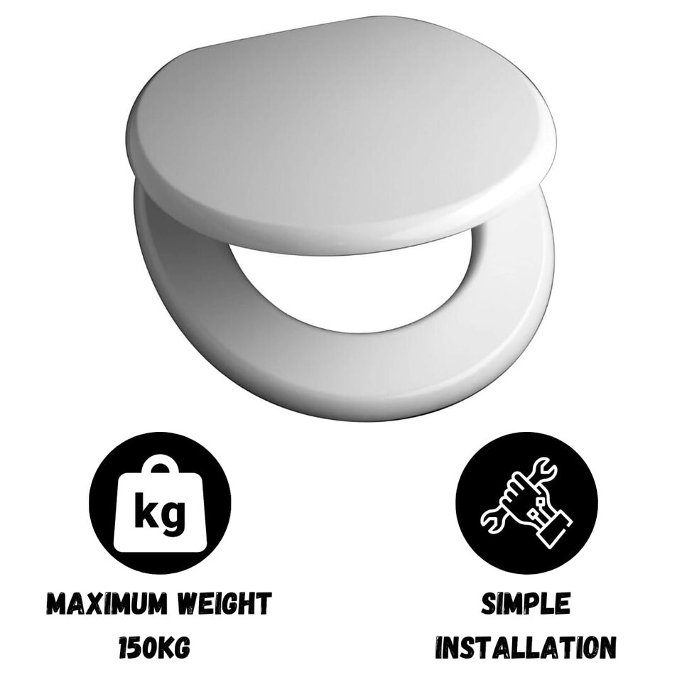 image 1 of Marco Paul White Plastic Oval Toilet Seat 17" White