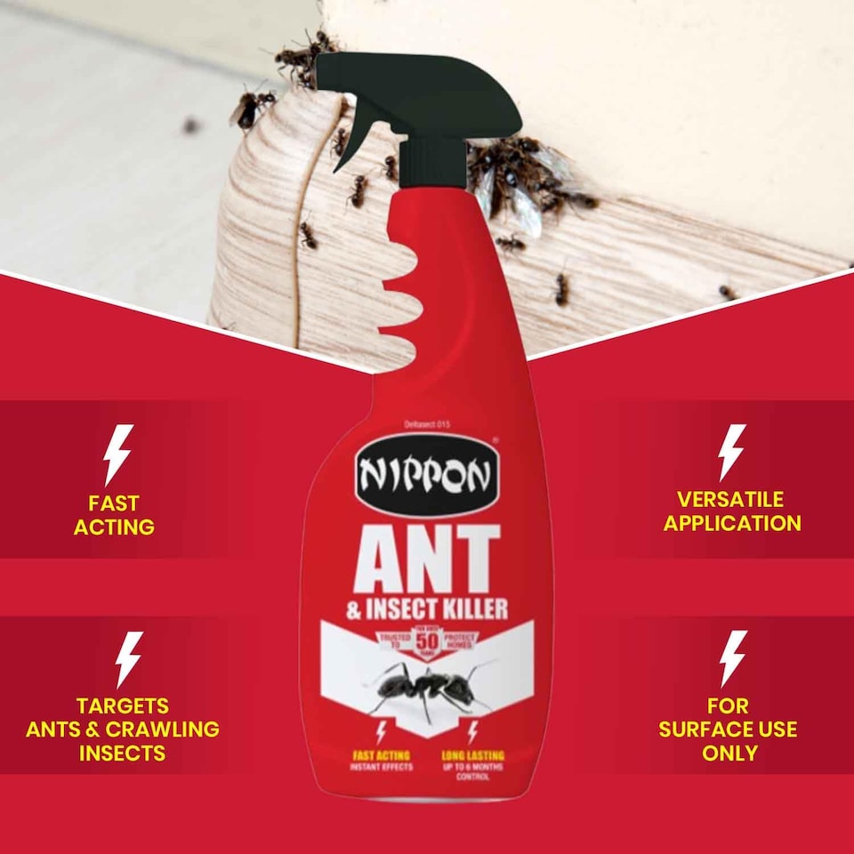 image 1 of Nippon Ant & Crawling Insect Spray 750ml Indoor Outdoor Surface Treatment Fast Acting Ready to Use Pest Control Solution