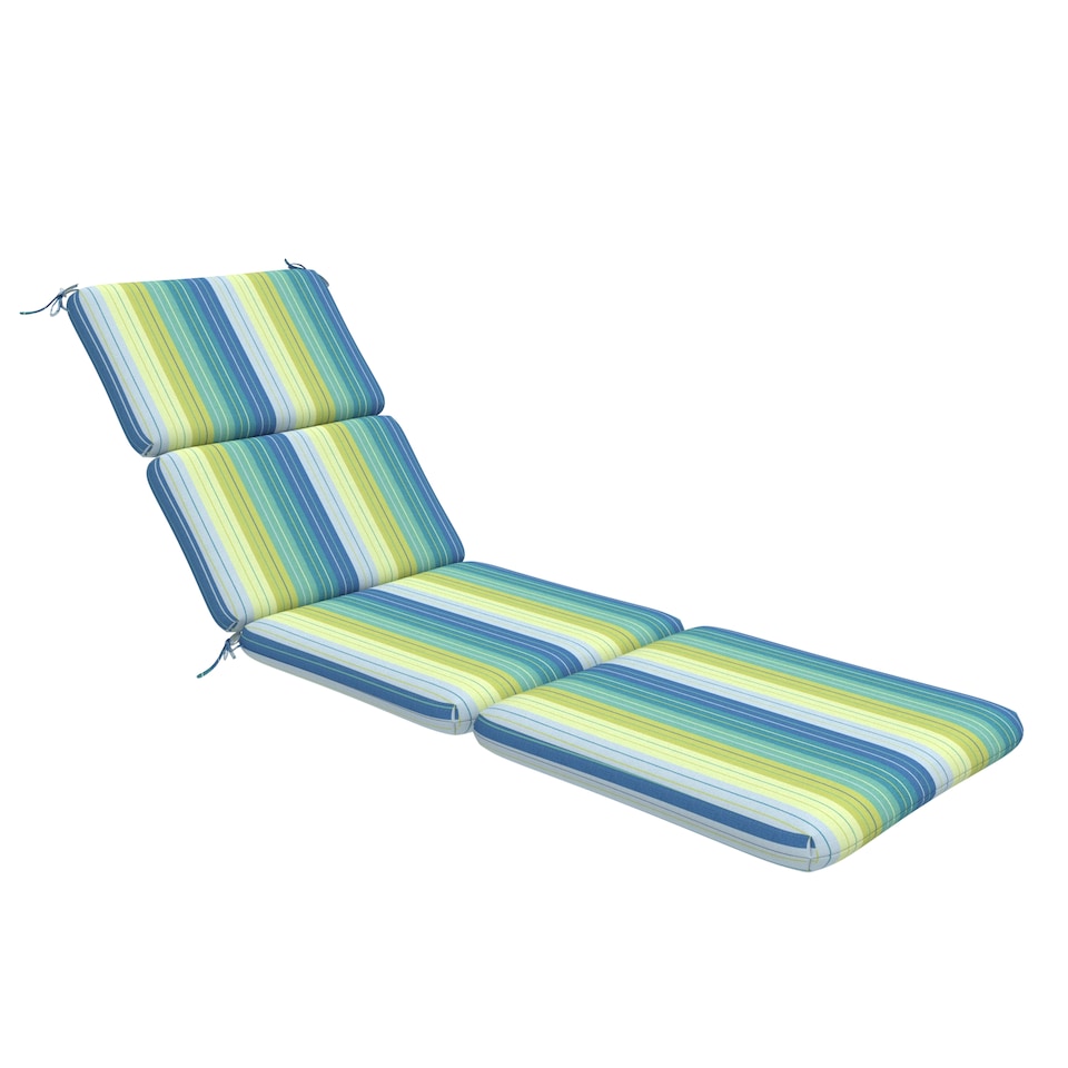 image 1 of Sunbrella Comfortable Rectangle Stripped Lounge Chair Cushion Pack of 1, back cushion 22.5 in W x 28 in H x 3 in D, Seville Seaside