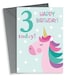 image 1 of Cute Unicorn 3rd Birthday Card For Her