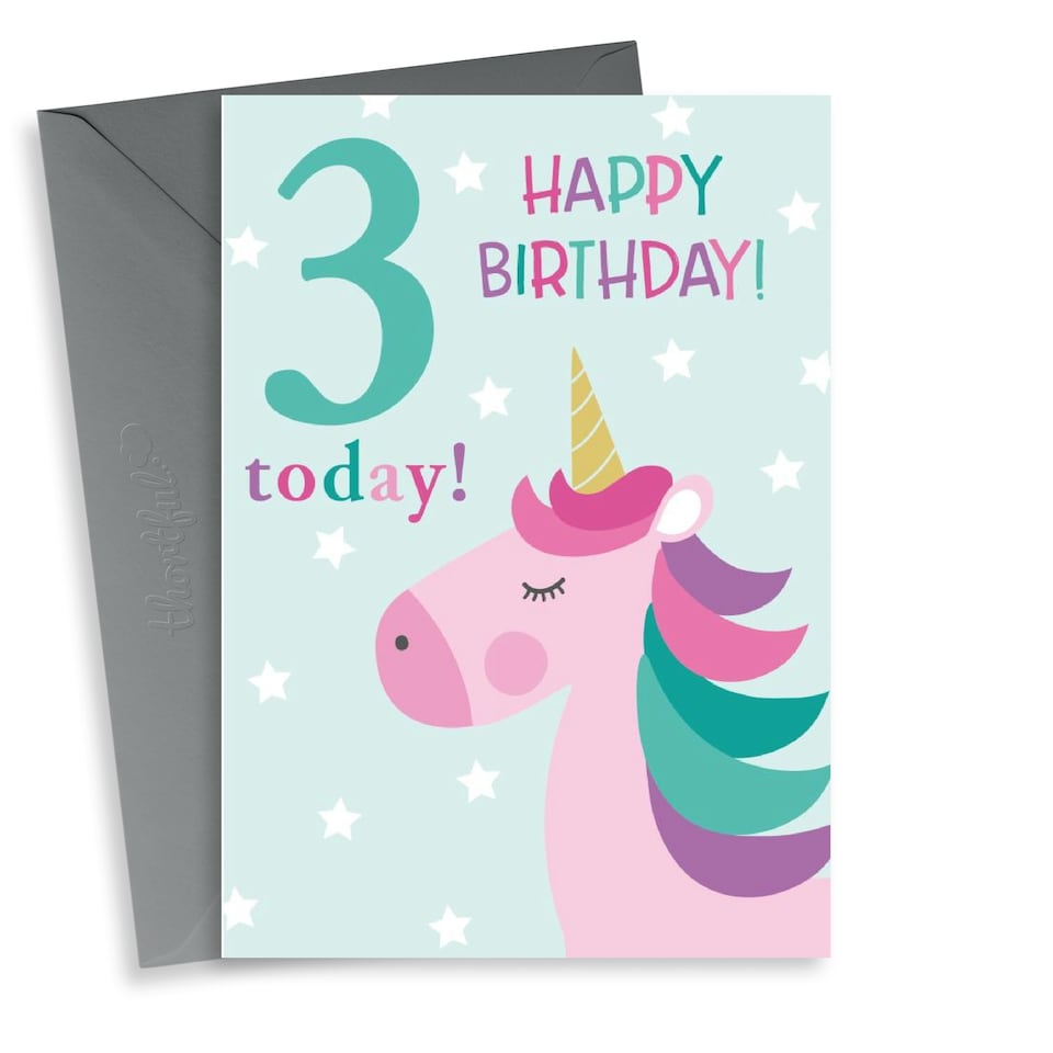 image 1 of Cute Unicorn 3rd Birthday Card For Her