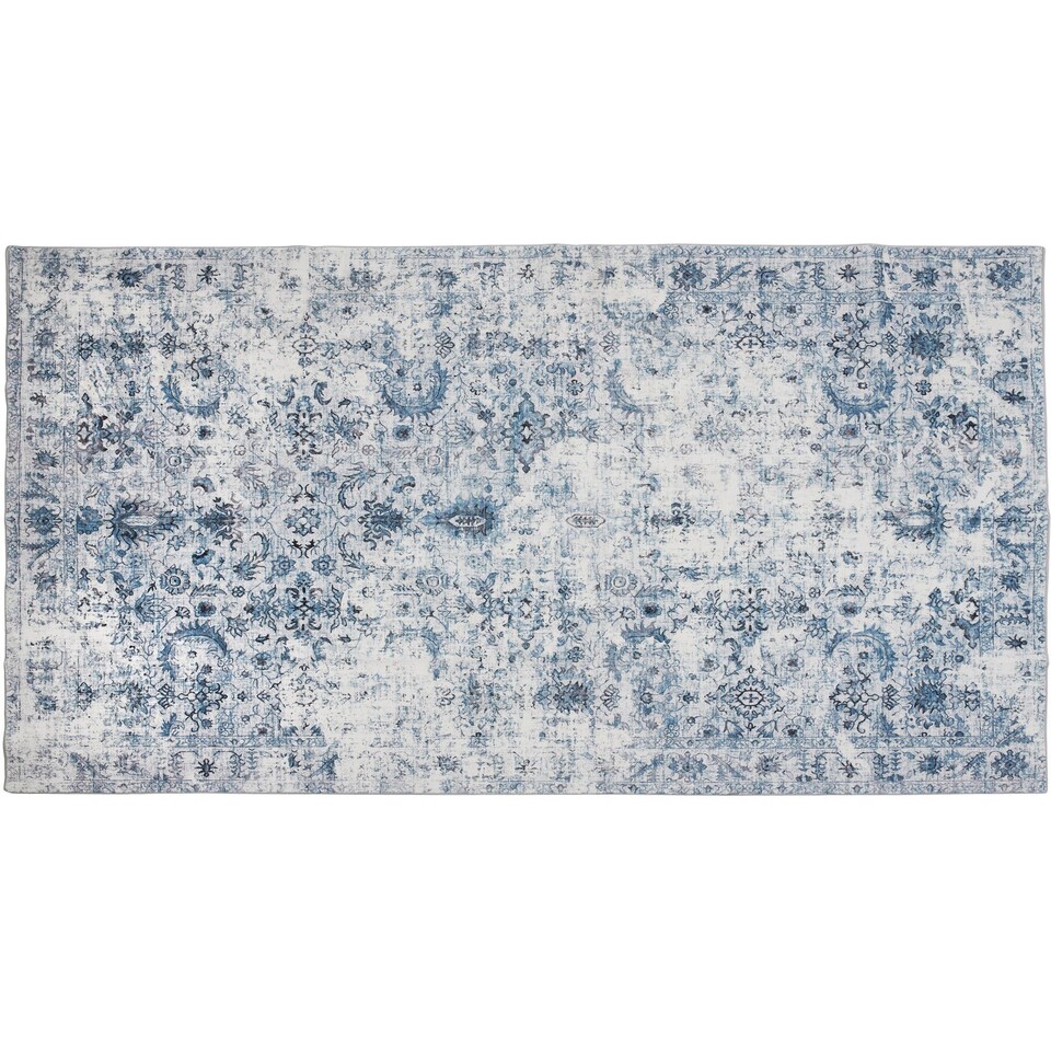 image 1 of Vintage Rug Amara - faded design, machine washable, short pile and non-slip underside | Blue | blue | 1
