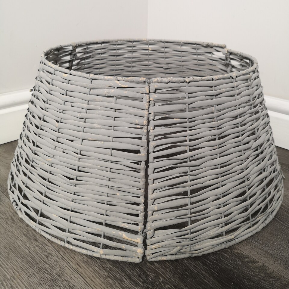 image 1 of 40/58cm Samuel Alexander KD Willow Christmas Tree Skirt Wicker Rattan- Medium Light Grey