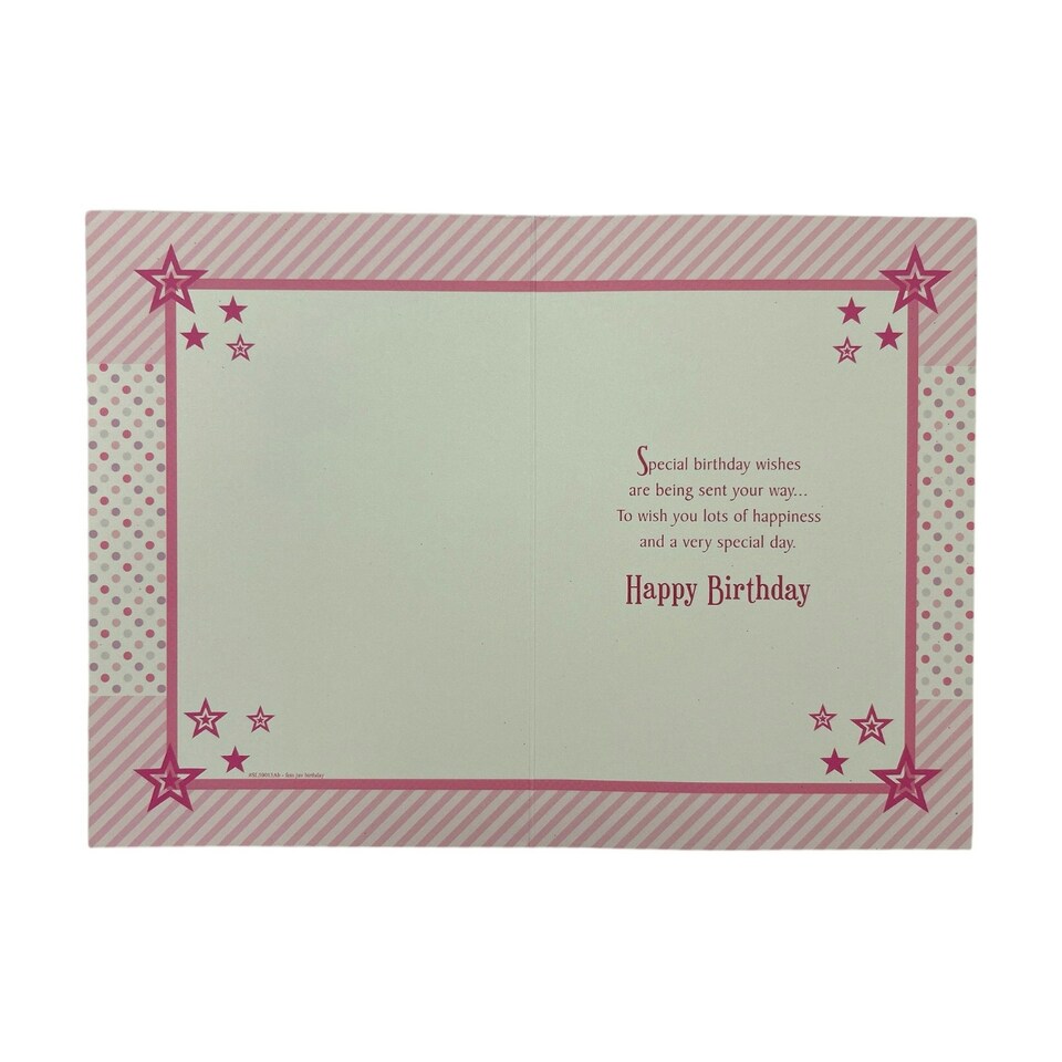 image 1 of Age 04 Female Juvenile Pink Stars Design Birthday Card