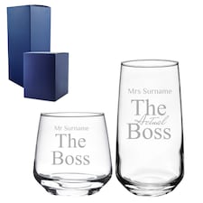 Personalised His and Hers The Actual Boss Whisky Cocktail Set