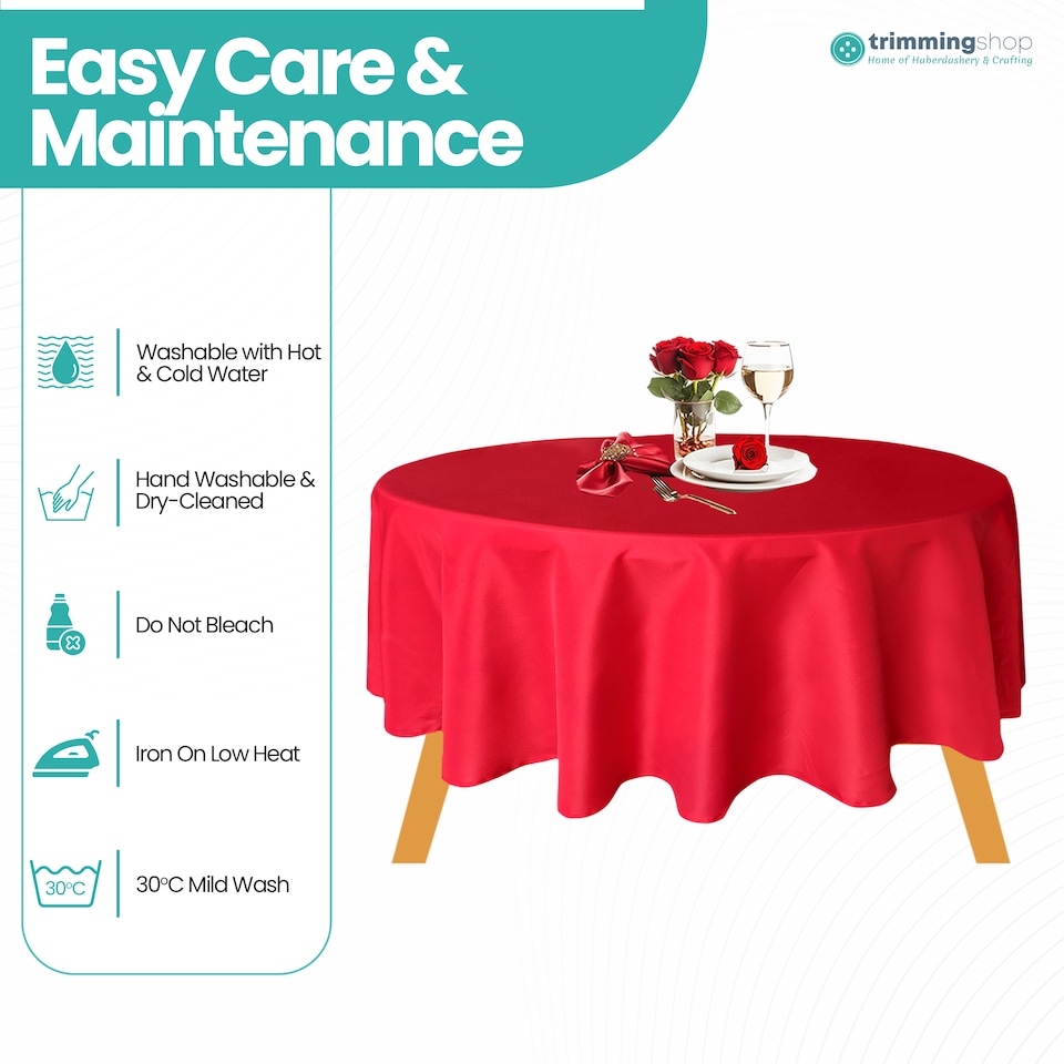 image 1 of Round Polyester Tablecloth, Premium Linen Table Cover - 70 Inch