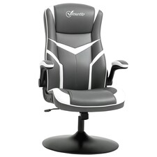 Vinsetto Racing Video Game Chair PVC Leather Computer Gaming Chair Grey