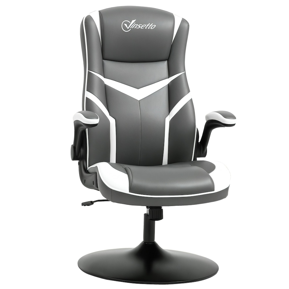 image 1 of Vinsetto Racing Video Game Chair PVC Leather Computer Gaming Chair Grey