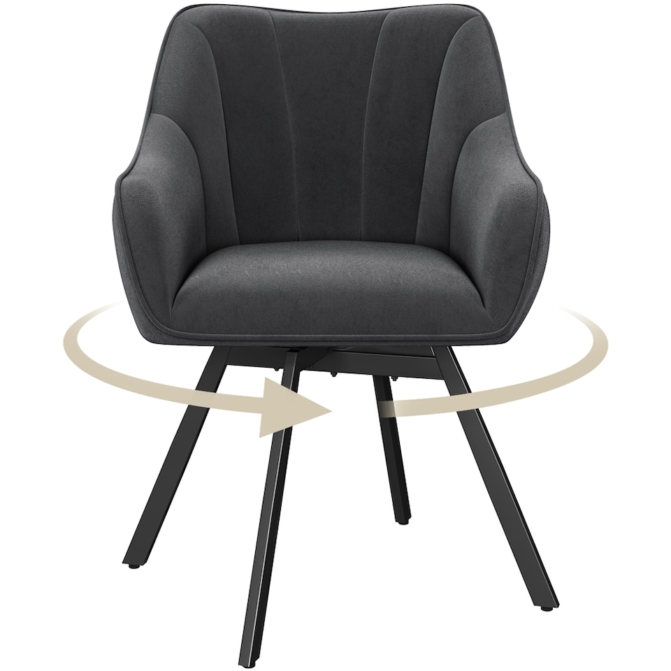 image 1 of Yaheetech Swive Velvet Dining Chair with Backrest and Armrests | Grey | Dark Grey | One Size