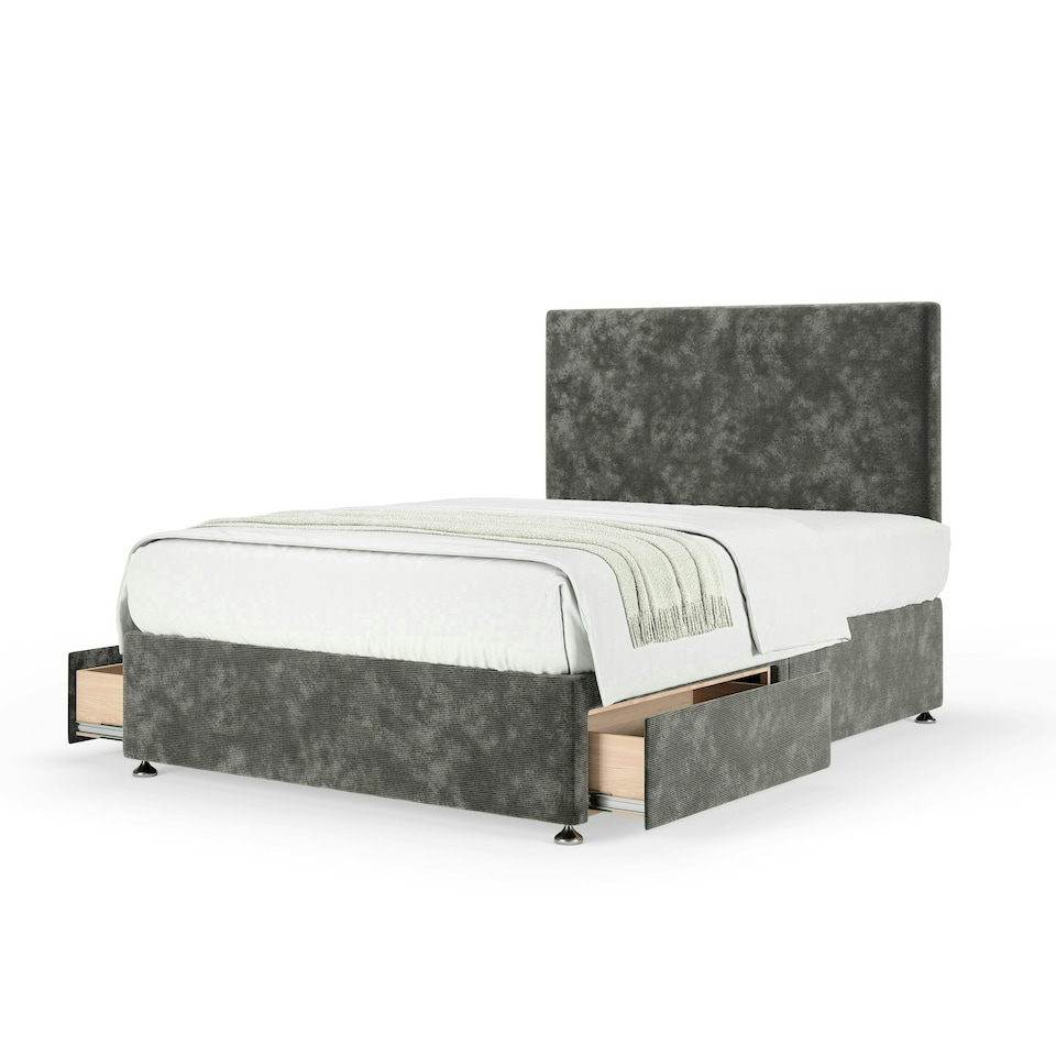 image 1 of Majestic 1000 Pocket Sprung Charcoal Chenille 2 Drawer Divan Set And Valencia Headboard Double