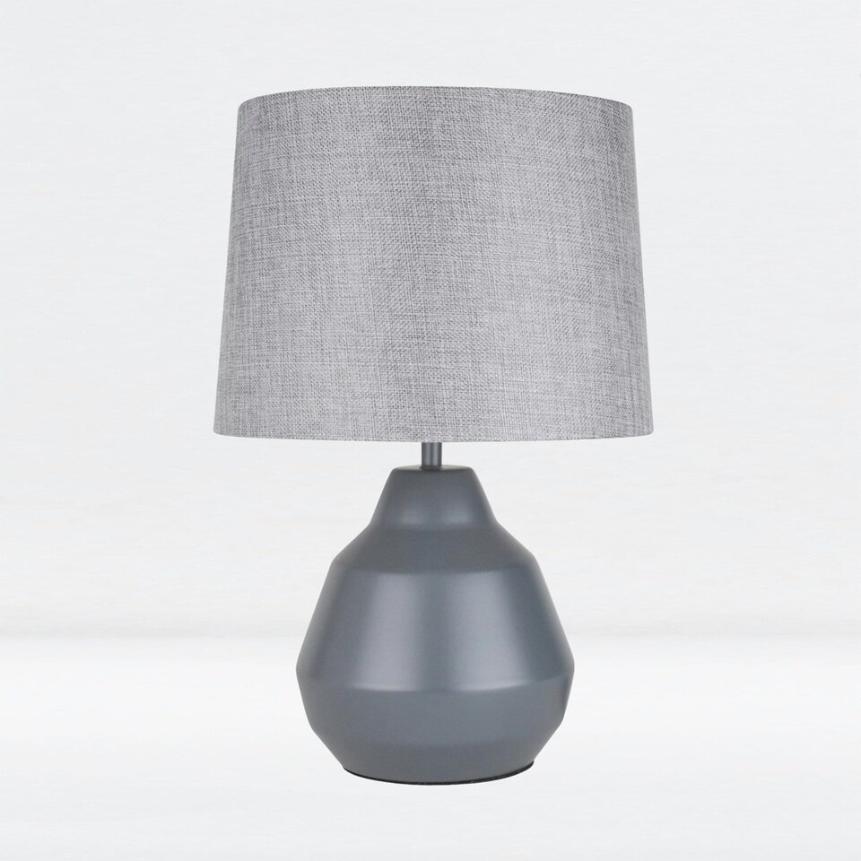 image 1 of First Choice Lighting Pair of Grey 39cm Touch Lamps with Grey Shades Grey | Grey