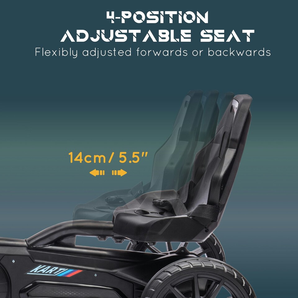 image 1 of HOMCOM Children Pedal Go Kart w/ Adjustable Seat, Handbrake - Black