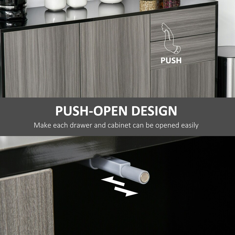 image 1 of HOMCOM High Gloss Frame Side Cabinet with 2 Door and 2 Drawer Multi