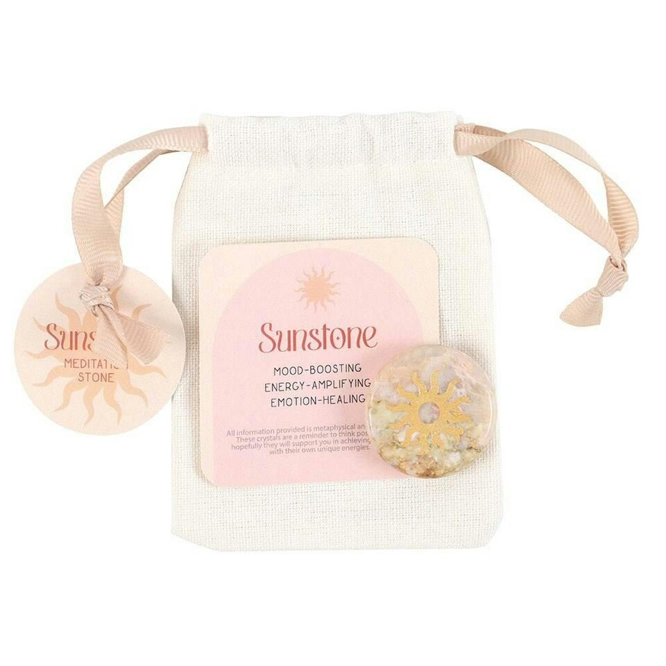 image 1 of Something Different Sun Meditation Stone (Pack of 24) - Yellow/Brown - One Size