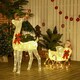image 1 of Outsunny Light Up Reindeer and Sleigh Christmas Decoration, Outdoor Lighted Deer Xmas Decor with 170 LED Lights for Holiday, Lawn, Garden, Yard, White