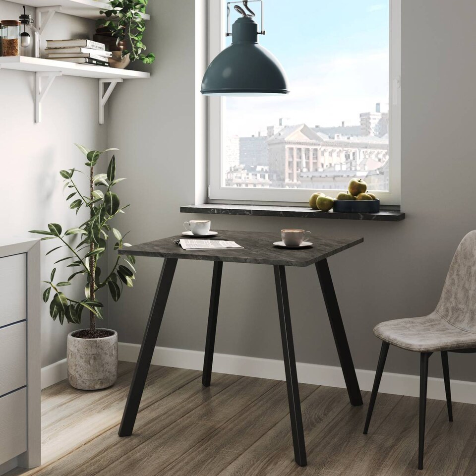 image 1 of 80cm Square Dining Table with Flat Metal Legs | Grey | 1