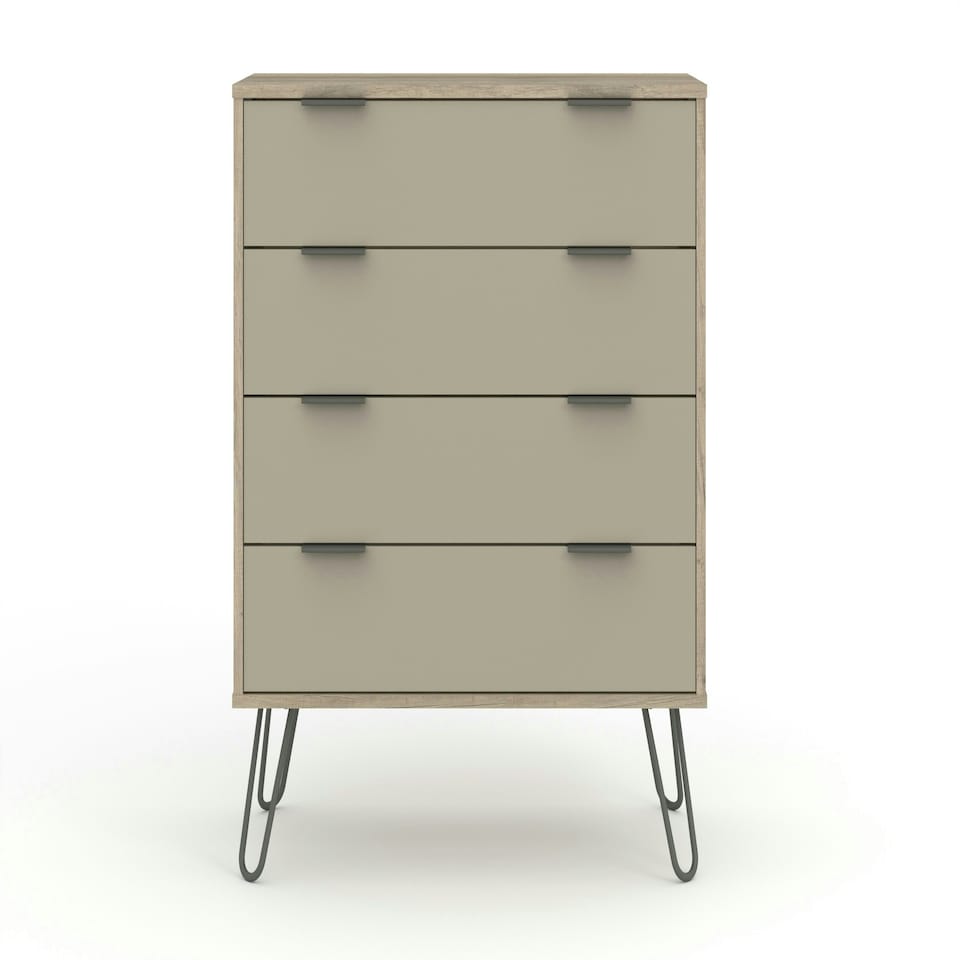 image 1 of Core Products Augusta Driftwood 4 Drawer Chest of Drawers H90.3cm x W76.5cm x D39.5cm Cream