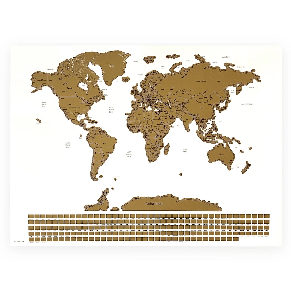 Gleneagles Scratch Off World Map Poster - Interactive Gold Scratch-off Travel Map