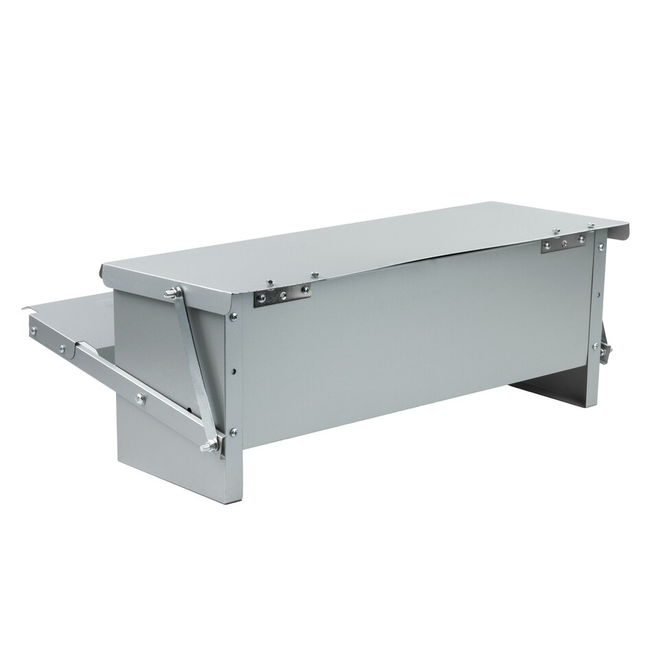 image 1 of KCT 10kg Automatic Chicken Feeder Self Opening Grey Steel Trough Poultry Treadle | Grey | 1