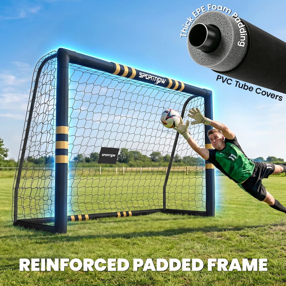 image 1 of SPORTNOW Football Goal, 8 x 5ft Portable Football Net with EPE Foam Padding