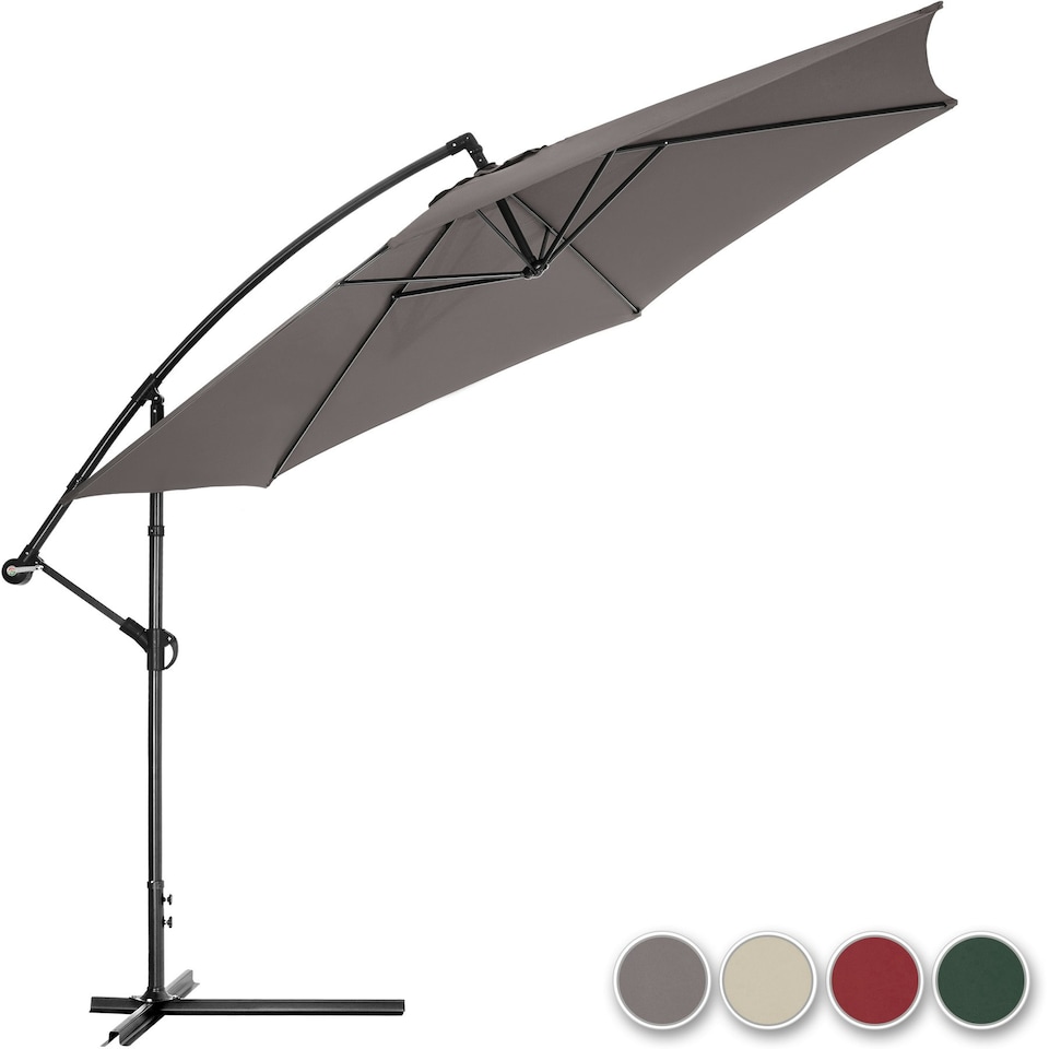 image 1 of Parasol Ciccio - 350 cm, cantilever garden shade, adjustable tilt angle, with protective cover Grey