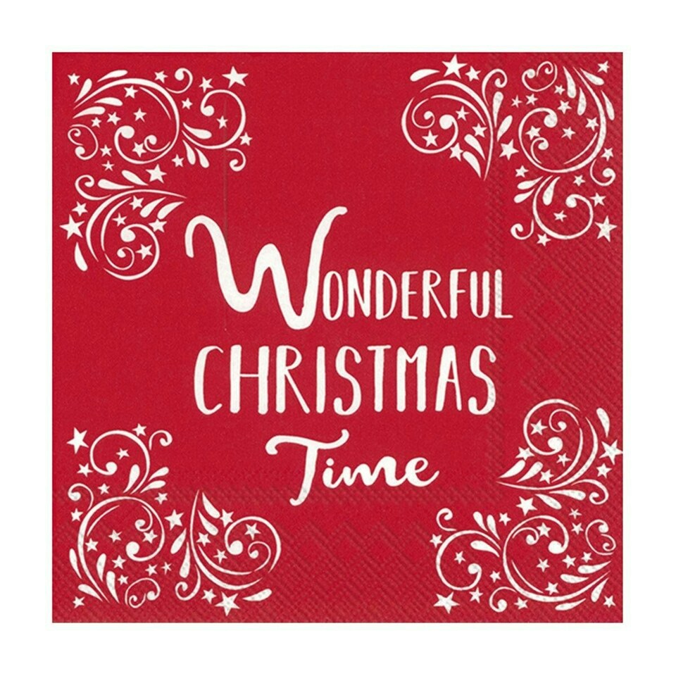 IHR Lunch Napkins Wonrful Christmas Time Red    33cm 3ply 20 Pack