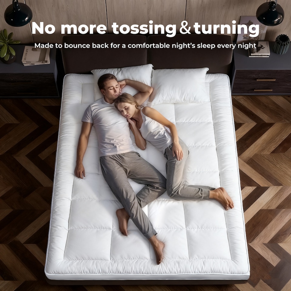 image 1 of Lavio Mattress Topper 10cm Deep Soft Microfibre Washable with Strap  Double