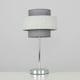 image 3 of ValueLights Polished Chrome Touch Bedside Table Lamp With Grey Herringbone Shade