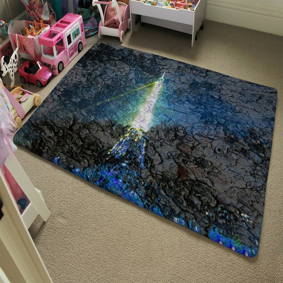 image 1 of Eiffel tower and bark (Rug) Blue | Large: 140x200cm