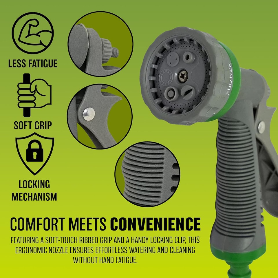 image 1 of 6 Dial Garden Hose Pipe Spray Gun Water Soft Grip Handle Multi Pattern