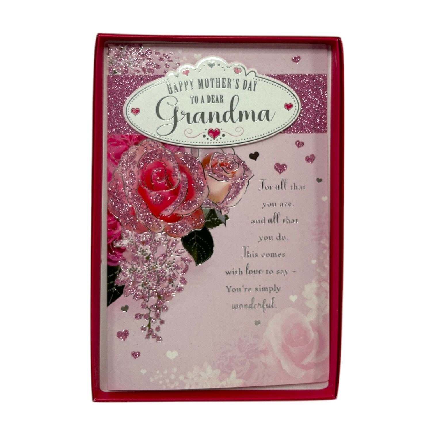 To Dear Grandma Beautiful Roses Design Pink Mother's Day Boxed Card