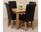 image 3 of Oslo 90 x 90 cm Oak Small Dining Table and 4 Washington Leather Chairs | Black | Black