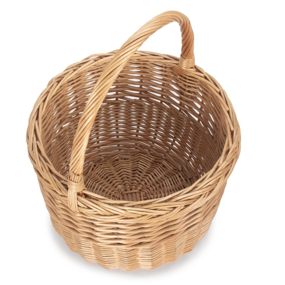 image 1 of Light Steamed Wicker Round Orchard Shopping Basket | Brown | Brown | One Size