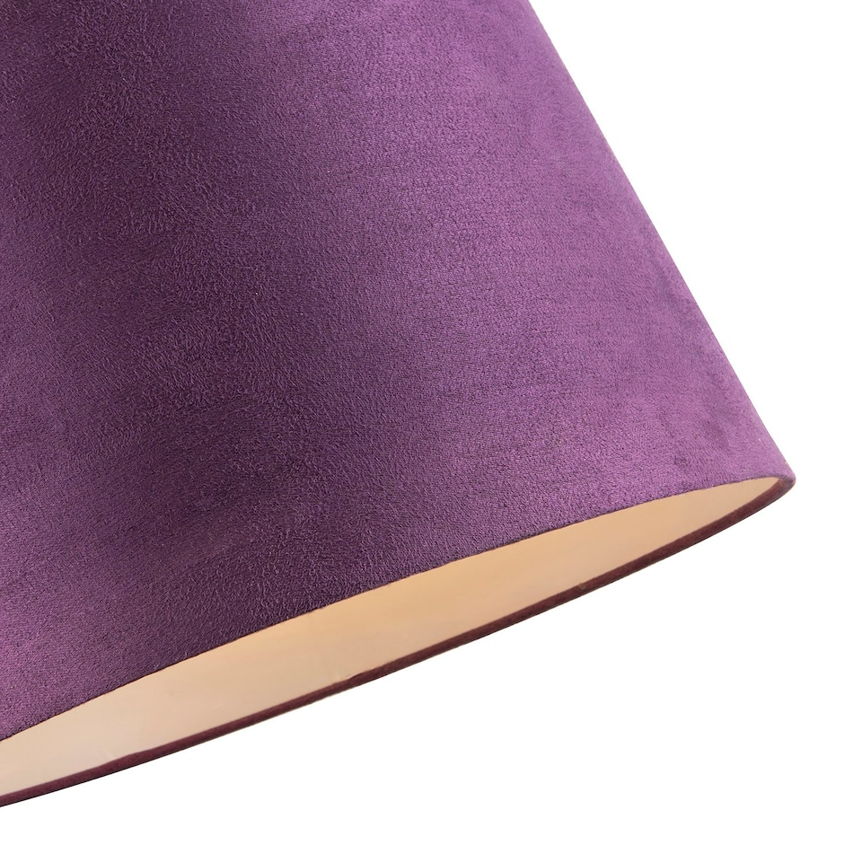 image 1 of Deep Purple Velvet 12 Inch Drum Lamp Shade with White Cotton Inner Purple
