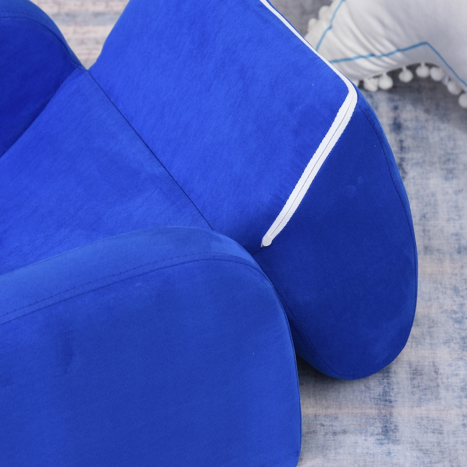 image 1 of HOMCOM 2 In 1 Kids Sofa Chair Bed Folding Couch Flannel Foam for 3-4 years | Blue | One Size