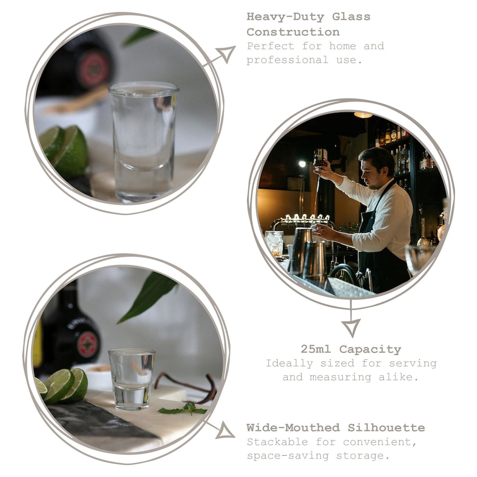 image 1 of Rink Drink Wide Shot Glasses - 25ml - Clear - Pack of 6