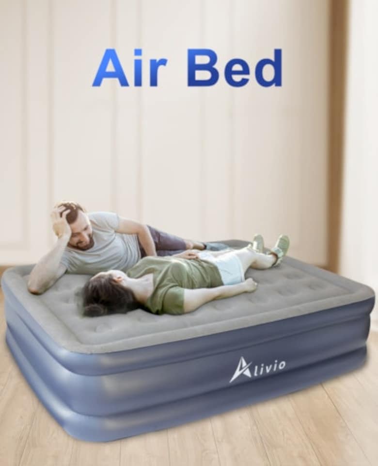 image 1 of Alivio Inflatable Single Air Bed With Built-In Pump - Air Mattress | Grey | Single