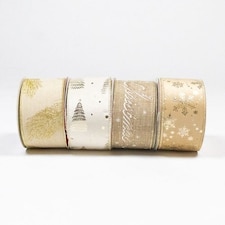 Assorted Gold Luxury Christmas Decorative Wired Ribbon Reels 3m - Pack of 12