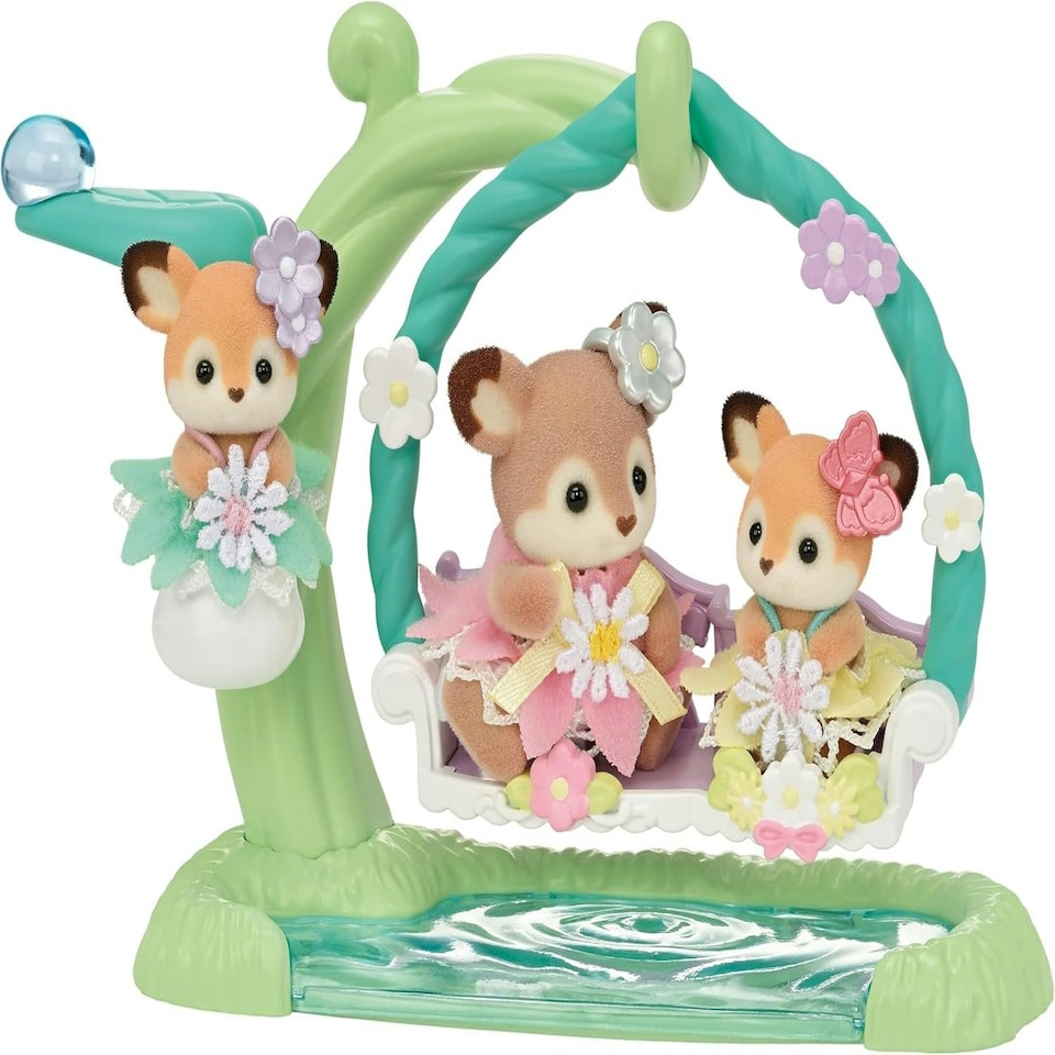 image 1 of Sylvanian Families - Deer Babies Floral Swing Set