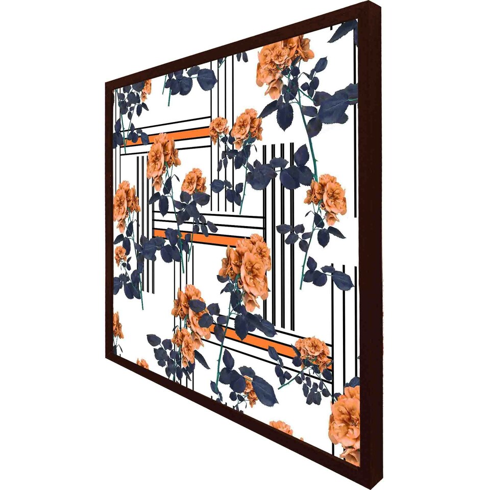 image 1 of Geometric lines & flowers (Picutre Frame) Brown | XL