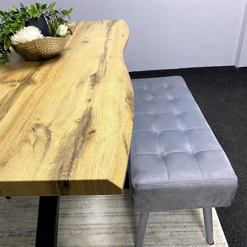 image 1 of Kosy Koala Dining Table Set With 2 Black Velvet Chairs And Grey Velvet Bench Dining Room Furniture