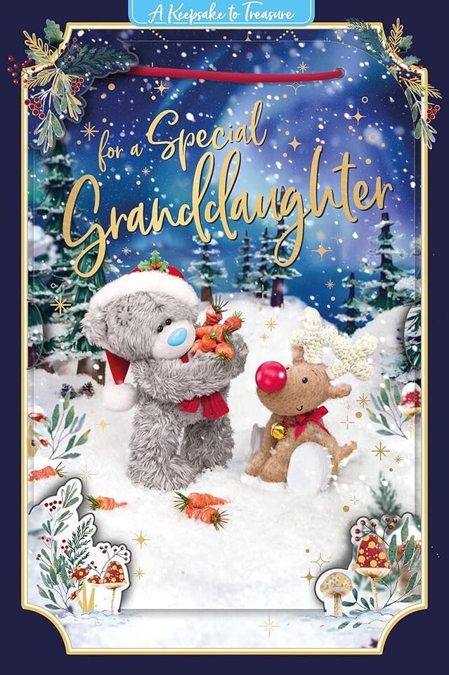 image 1 of Bear And Reindeer Special Granddaughter 3D Keepsake Christmas Card