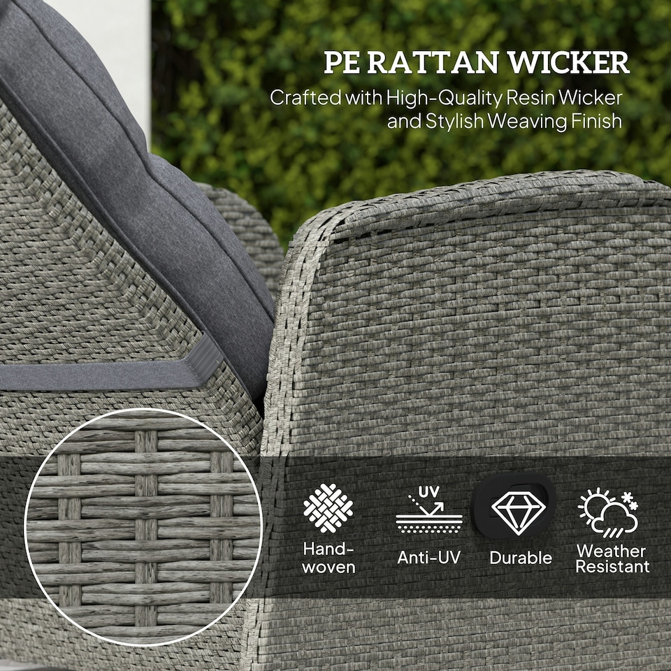 image 1 of Outsunny 3 Pieces Rattan Bistro Set with Cushions for Outdoor, Grey